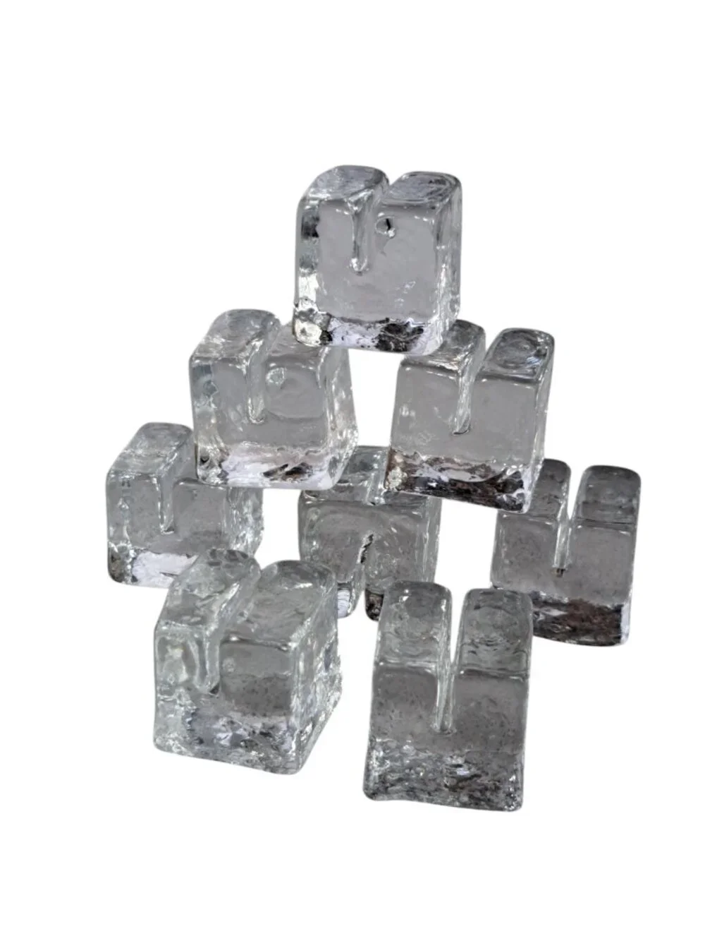 Pottery Barn Placecard Holders Clear Glass Cubes Wedding Shower Display Set 8
